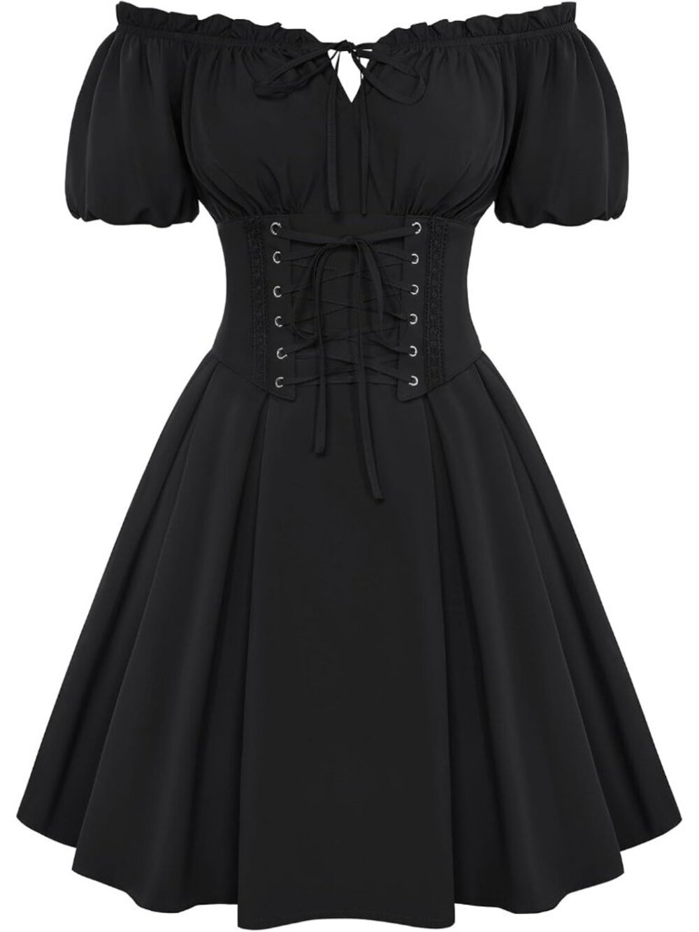 Women's Black Renaissance Costume Corset Dress Mini Off Shoulder Fairy Dresses